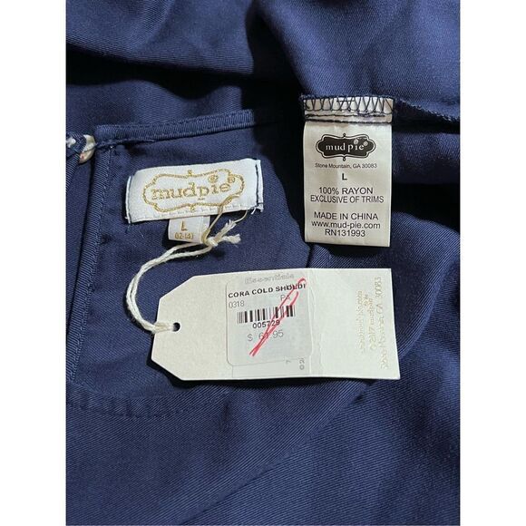 Mud Pie NWT Cora Cold Shoulder Short Sleeve A-Line Mini Dress Size Large - Picture 4 of 4